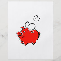 Red piggie hearts fly love design personalized flyer