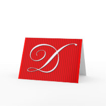 Red Pin Stripe Monogram Notecard - Initial D by aslentz Red Pin Stripe Monogram Notecard - Initial D