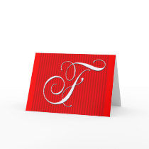 Red Pin Stripe Monogram Notecard Initial F by aslentz Red Pin Stripe Monogram Notecard Initial F