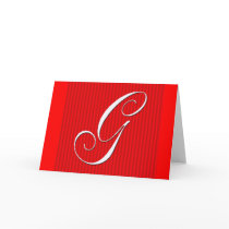 Red Pin Stripe Monogram Notecard Initial G by aslentz Red Pin Stripe Monogram Notecard Initial G