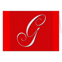 Red Pin Stripe Monogram Notecard Initial G cards
