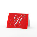 Red Pin Stripe Monogram Notecard Initial H by aslentz Red Pin Stripe Monogram Notecard Initial H