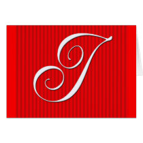 Red Pin Stripe Monogram Notecard Initial I by aslentz Red Pin Stripe Monogram Notecard Initial I