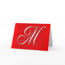 Red Pin Stripe Monogram Notecard- Initial M by aslentz Red Pin Stripe Monogram Notecard- Initial M