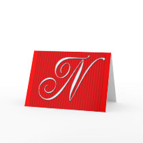 Red Pin Stripe Monogram Notecard- Initial N by aslentz Red Pin Stripe Monogram Notecard- Initial N