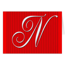 Red Pin Stripe Monogram Notecard- Initial N cards