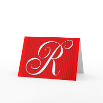 Red Pin Stripe Monogram Notecard- Initial R by aslentz Red Pin Stripe Monogram Notecard- Initial R