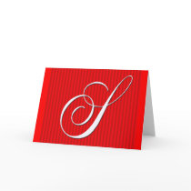 Red Pin Stripe Monogram Notecard- Initial S by aslentz Red Pin Stripe Monogram Notecard- Initial S