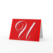 Red Pin Stripe Monogram Notecard- Initial U by aslentz Red Pin Stripe Monogram Notecard- Initial U