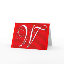Red Pin Stripe Monogram Notecard- Initial W by aslentz Red Pin Stripe Monogram Notecard- Initial W