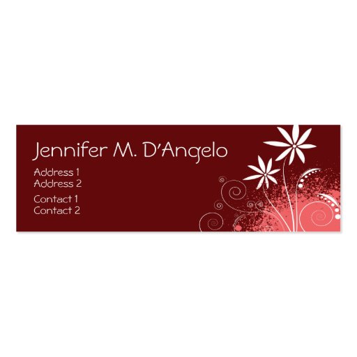 Red, Pink and White Flowers Business Card Template (front side)