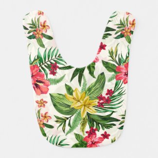 Red Pink And Yellow Floral Pattern Bib