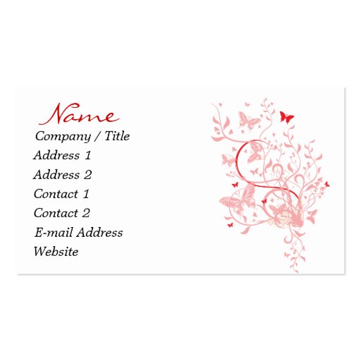 Red & Pink Butterfly Business Cards