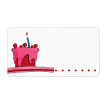 Red & Pink Cake Address Shipping Label labels