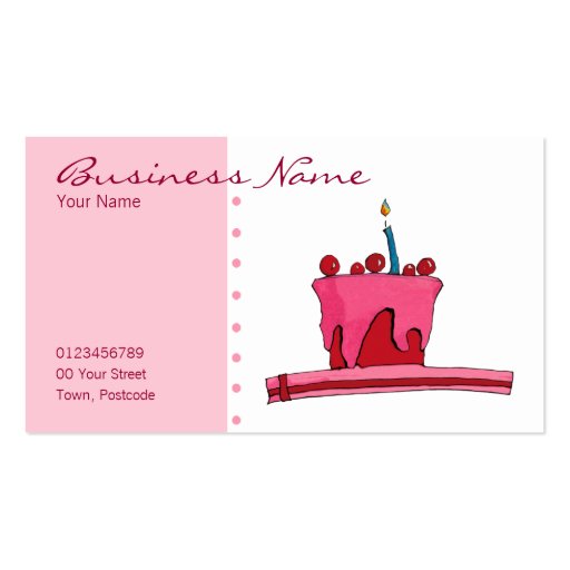 Red & Pink Cake Business Card (front side)