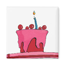 Red & Pink Cake Magnet magnets