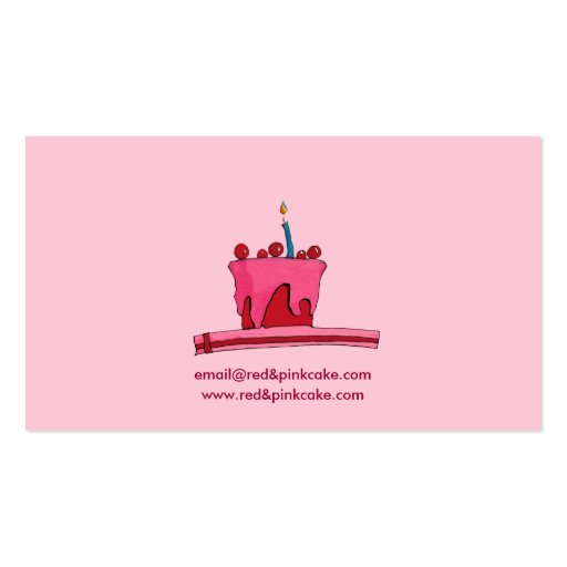 Red & Pink Cake pink Business Card (back side)