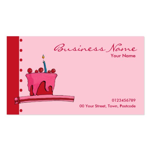Red & Pink Cake pink Business Card (front side)