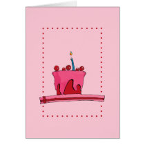 Red & Pink Cake pink Card cards