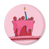 Red & Pink Cake pink Magnet magnets