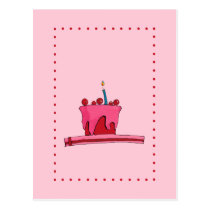 Red & Pink Cake pink Postcard postcards