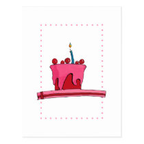 Red & Pink Cake Postcard postcards