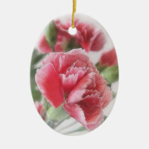 Red-Pink Carnations 1 Painterly Christmas Tree Ornaments