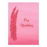 Red Pink Feathers,  Our Wedding Invitations invitations