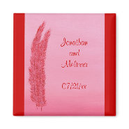 Red Pink Feathers Save the date wedding magnets magnet