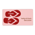 Red pink flip flop sandals thank you party favor label