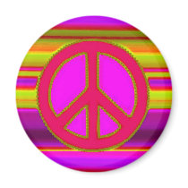 Red Pink Fractal & Peace Sign magnets