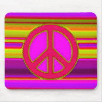 Red Pink Fractal & Peace Sign mousepads by makelovenotwar Red Pink Fractal & Peace Sign mousepads