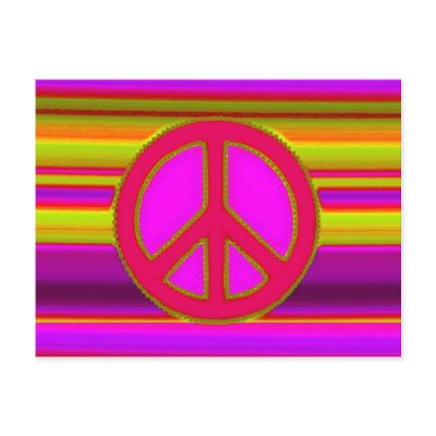 Red Pink Fractal & Peace Sign Post Cards by makelovenotwar