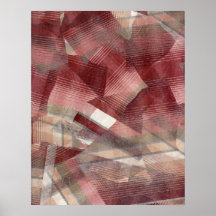 Red pink grey plaid collage stripes pattern design posters