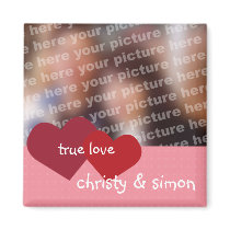 Red pink hearts true love custom photo valentine magnets