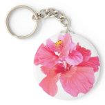 red pink hibiscus aloha flower key chains