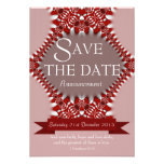 Red Pink Lace Save the Date Wedding Announcement
