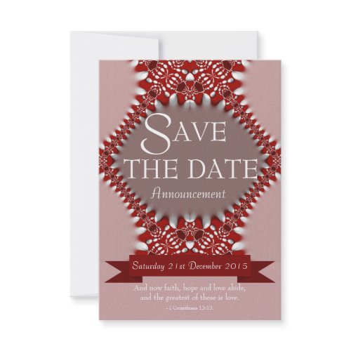 Red Pink Lace Save the Date Wedding Announcement invitation