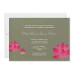 Red pink lotus flowers modern tea green wedding custom invitation
