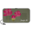Red pink lotus flowers modern tea green your name doodle