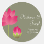 Red pink lotus flowers tea green wedding favor stickers
