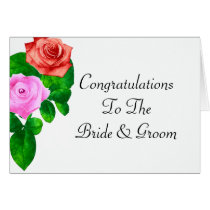 Red & Pink Old Fashioned Roses Wedding Greeting Cards