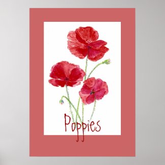 Red & Pink Poppies, Garden, Flowers, Floral Print
