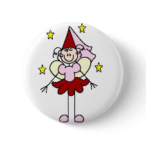 Red/Pink Princess Stick Figure Button