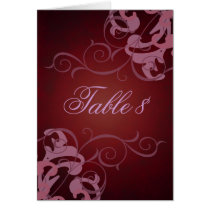 Red & Pink Scroll Table Card