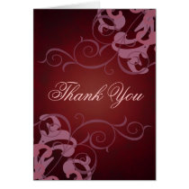 Red & Pink Scroll Thank You Card
