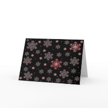 Red/Pink Snowflakes Holiday Greeting Card