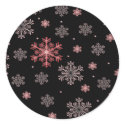 Red/Pink Snowflakes on Black - Winter Stickers