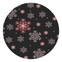 Red/Pink Snowflakes on Black - Winter Stickers by mrssocolov4 Red/Pink Snowflakes on Black - Winter Stickers