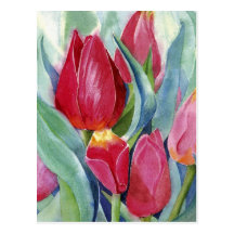 Red & Pink Tulips Post Card